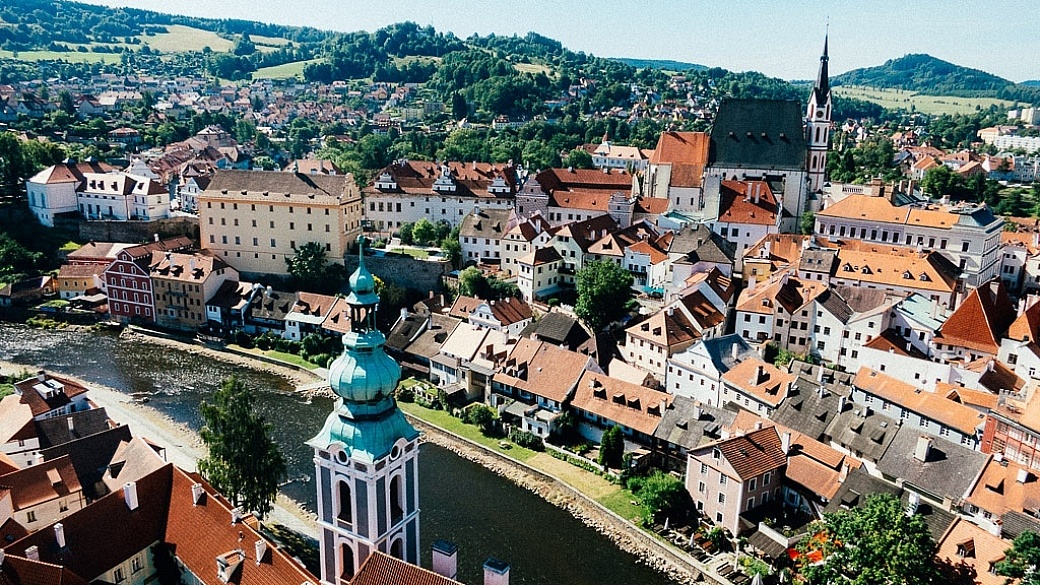 View of Cesky Krumlov from the castle tower