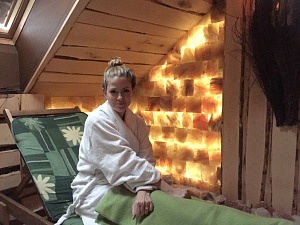Juliana Dever in the salt cave of Hotel Zubrowska
