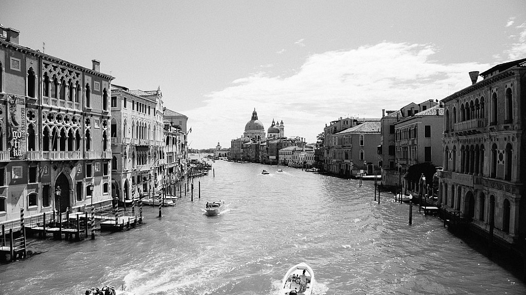 Vintage photograph of the Grand Canal - Venice, Italy in spring