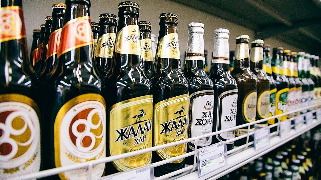 Mongolian beers at the State Department store in Ulaanbaatar, Mongolia