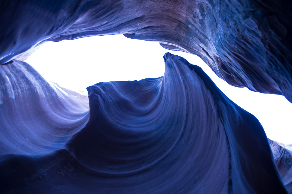 Blue waves of rock in Antelope Canyon - thoughts in a sensory deprivation tank