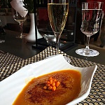 Mongolian Vegetarian - Sea Buckthorn Crème Brûlée at Khara Khorum restaurant Kempinski hotel
