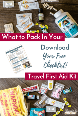 How to avoid getting sick while traveling with a travel first aid kit #travelwellness #healthytravel #firstaidkit #travelbug #travelfirstaidkit