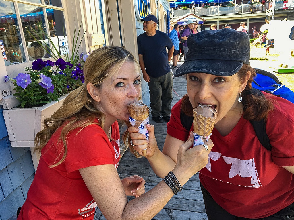 Juliana Dever and Rachel Cohen Cows Ice Cream Peake's - Prince Edward Island Vacation