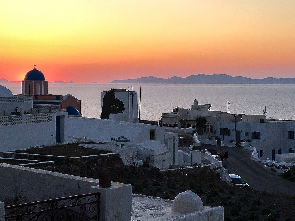 Sunset view from Roka Tavern Santorini
