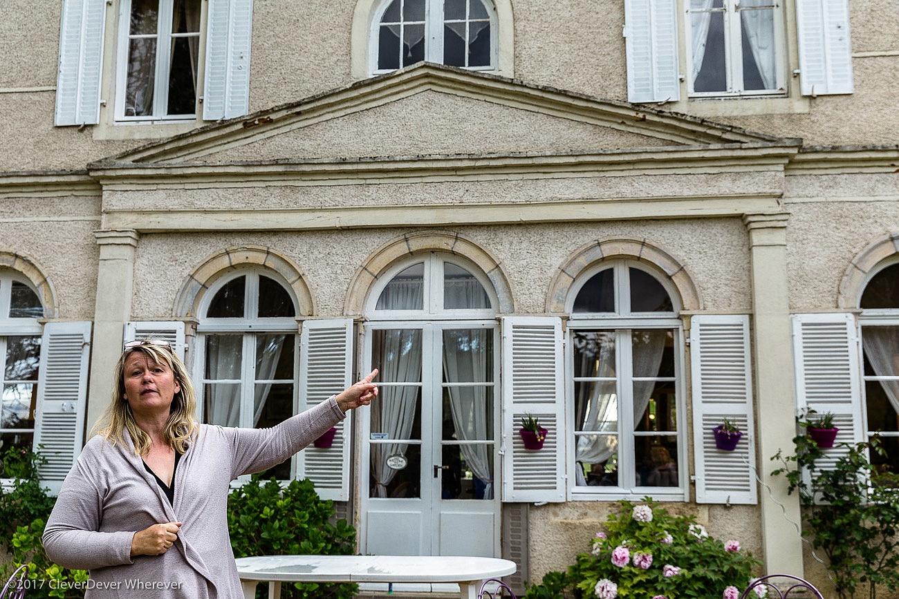Catherine in front of her French Chateau