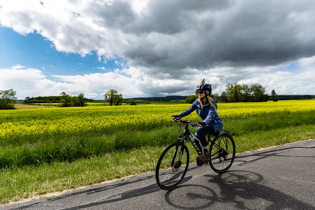 Juliana Dever riding bicycles through Burgundy GAdventures