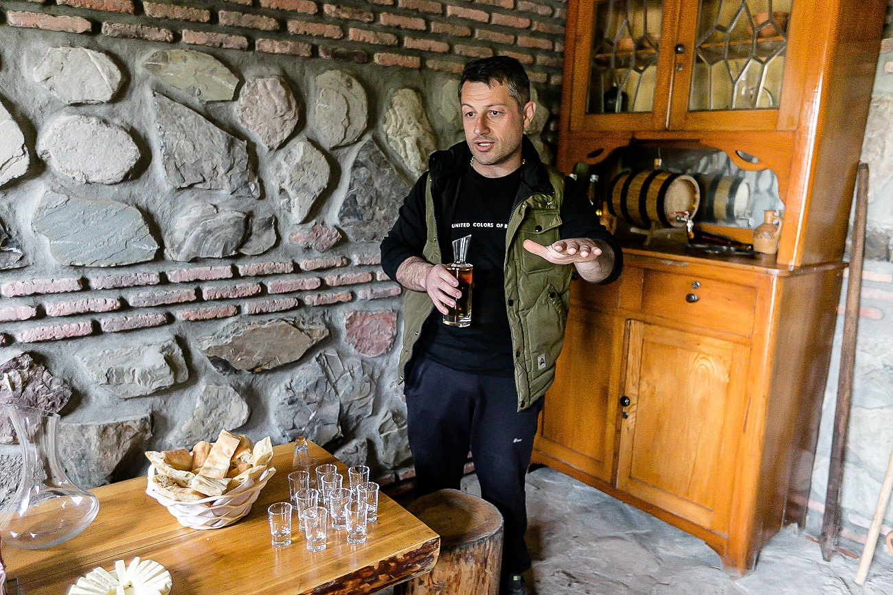 Georgian wine chacha with Zaza